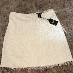 Sincerely Jules White Fringe Mini Skirt